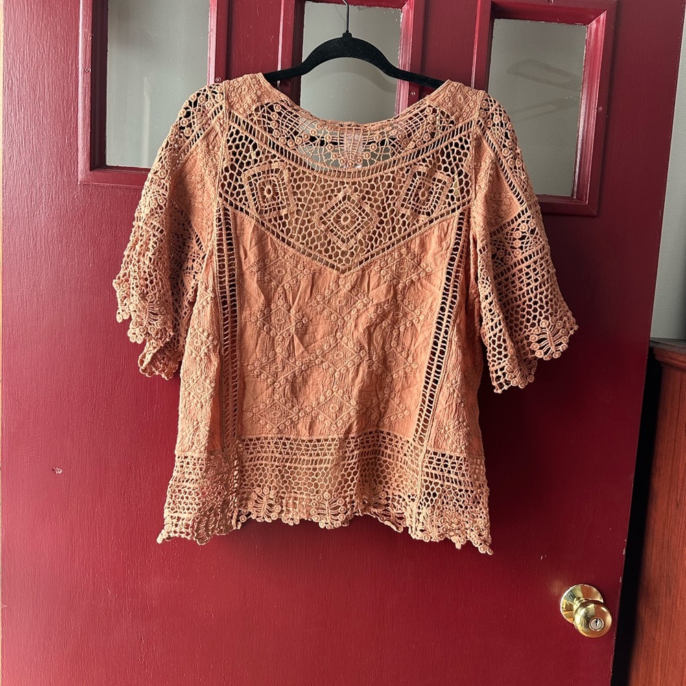 Democracy Crochet Lace Blouse - Tan - Picture 5 of 5